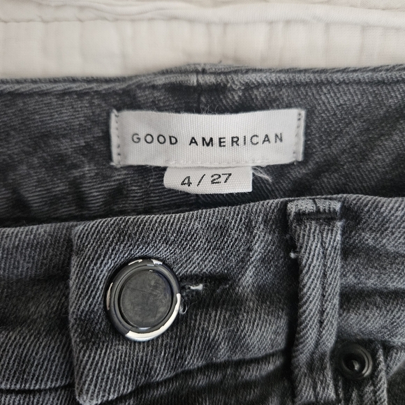 Good American Good Waist Distressed Skinny Jeans Black | Size 4/27 - Picture 9 of 9